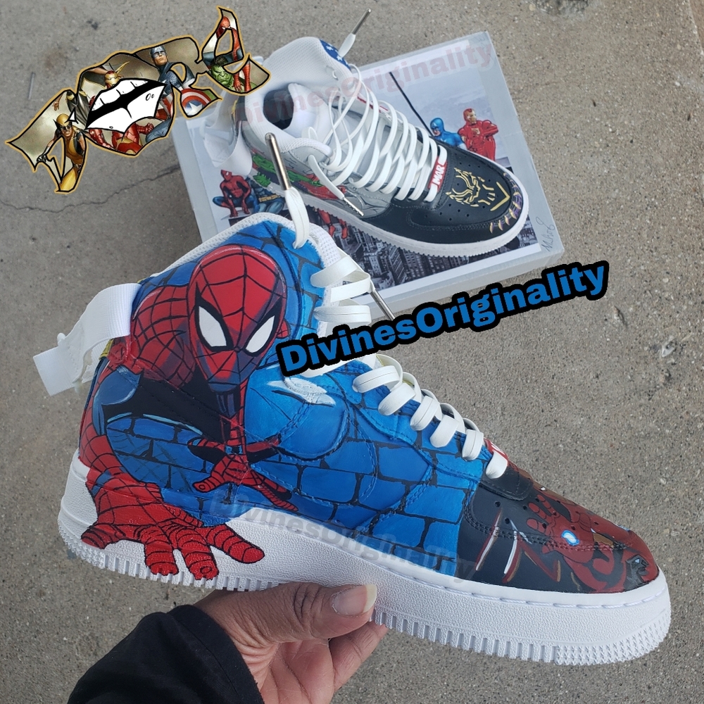 **Custom** MARVEL themed Nike AF1 high Spiderman Wolverine Captin America Hulk